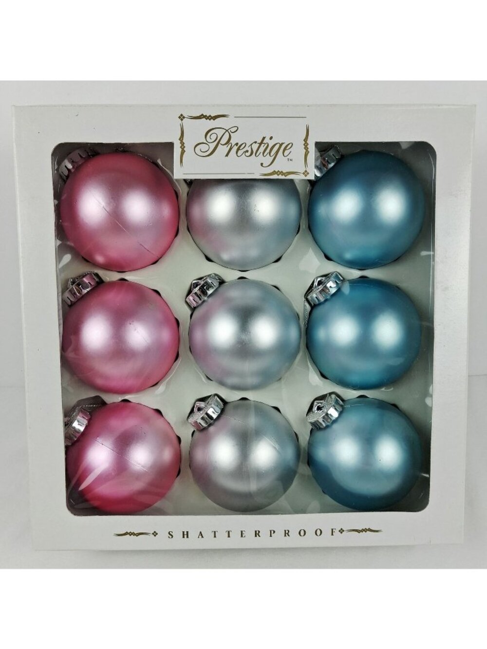 Prestige Barthelmess Shatterproof 70mm Ornaments 9-Pieces Pink/Silver/Blue